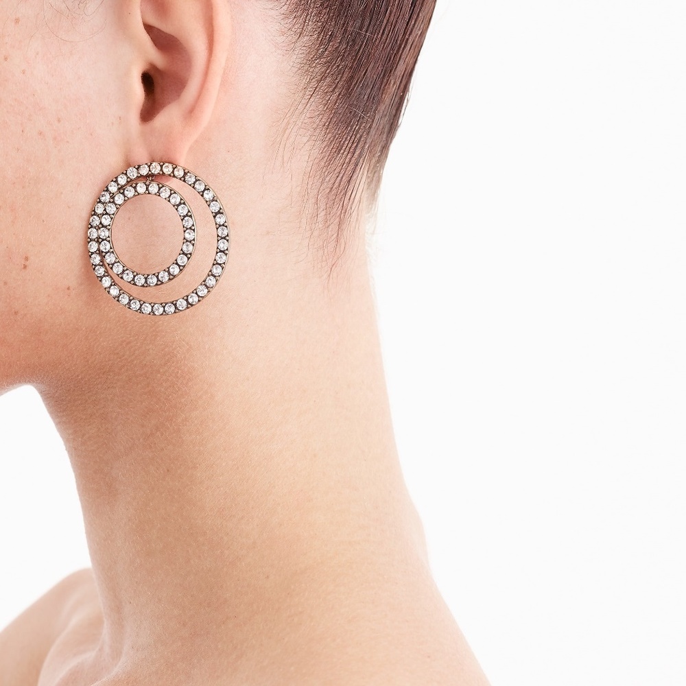 NWT J. Crew Sparkle Double-Circle Earrings